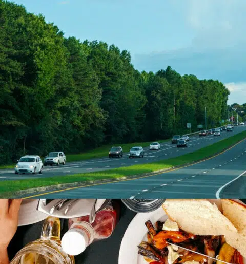 Highway traffic on I-40 near the park entrance